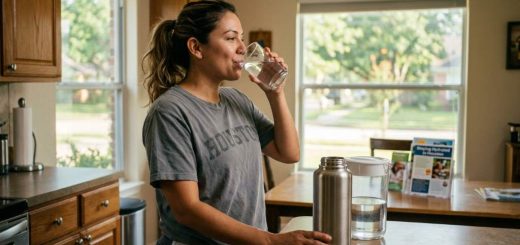 Houston resident drinking water for digestive health support