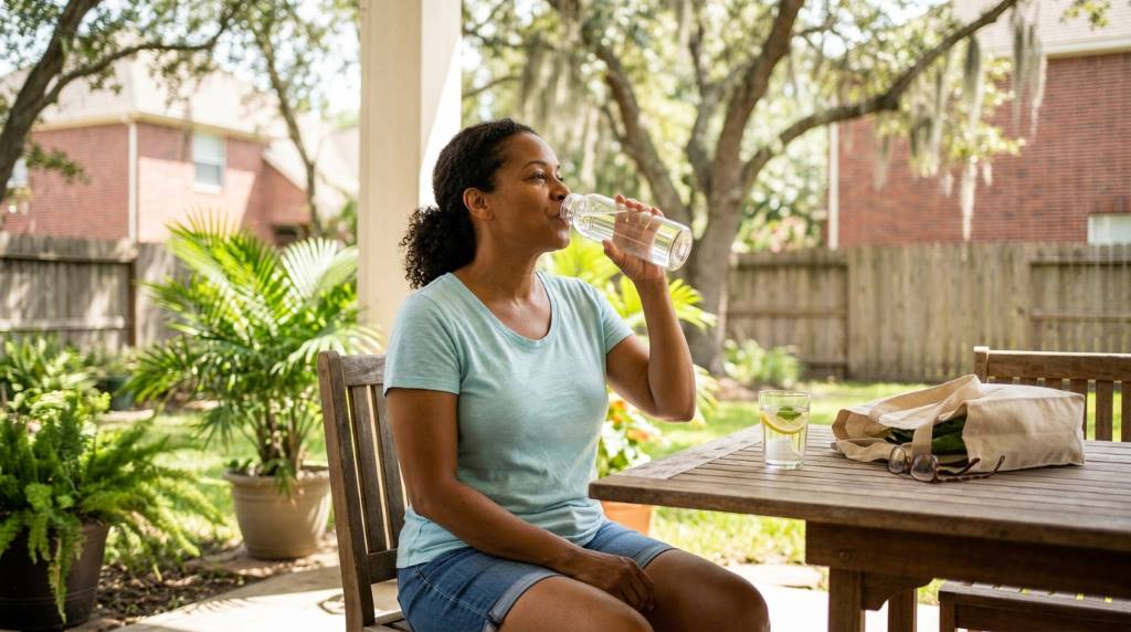 Person walking outdoors in Houston to support digestion
